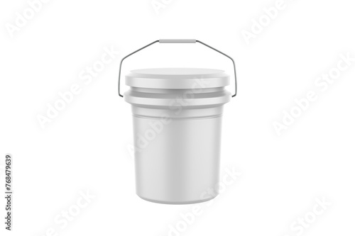 plastic bucket with lid on a isolated on white background. 3d illustration