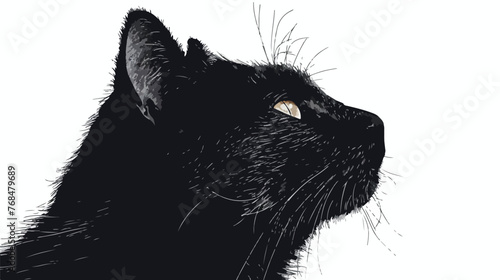 Hand drawn cat profile flat vector isolated on white 