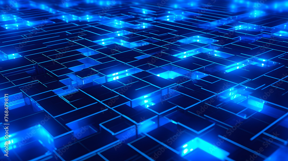 Obraz premium Digital technology blue light lines 3d abstract graphic poster web page PPT background