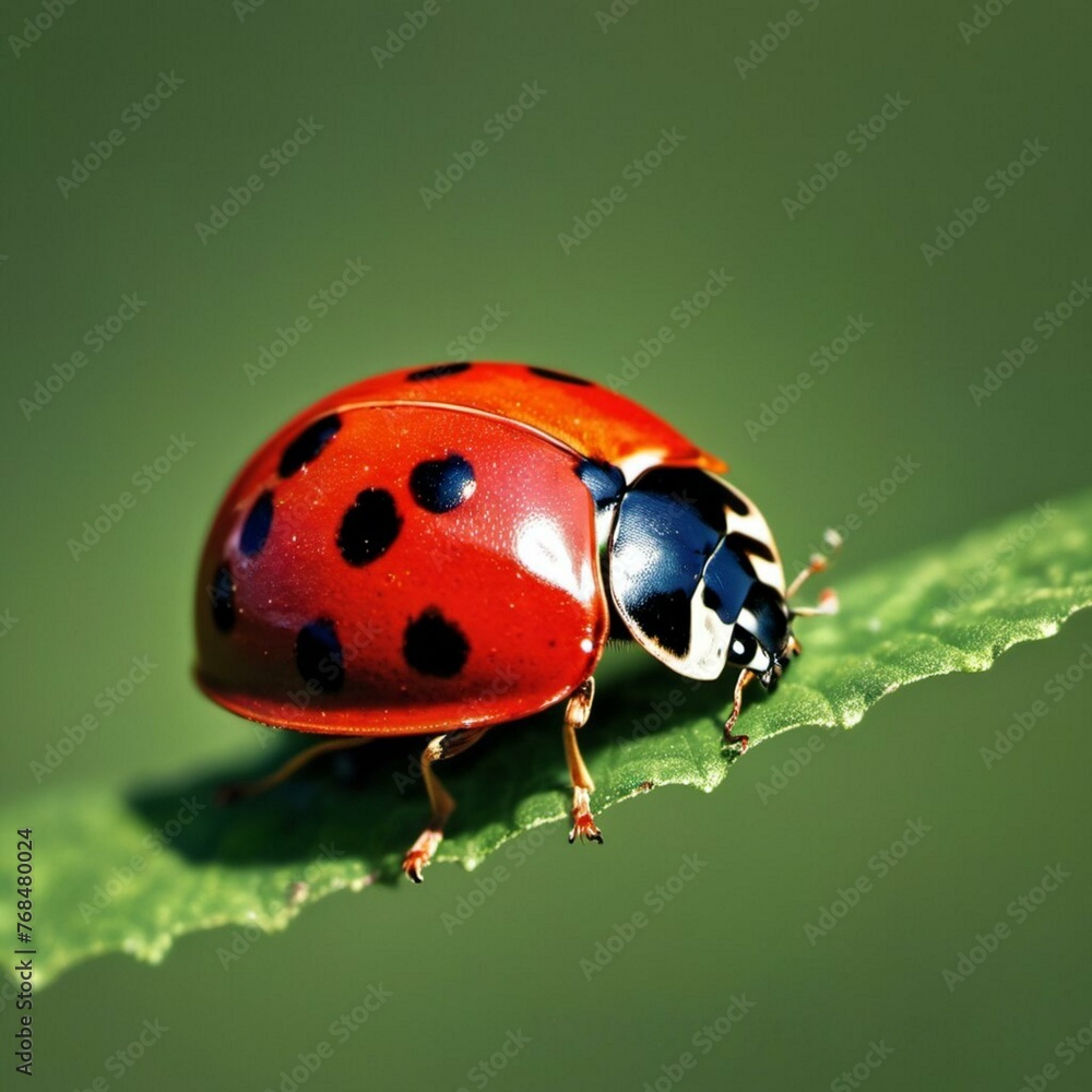 Fototapeta premium Ladybug on green Leaf
