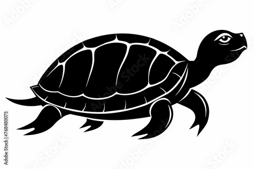 turtle black silhouette vector with white background.