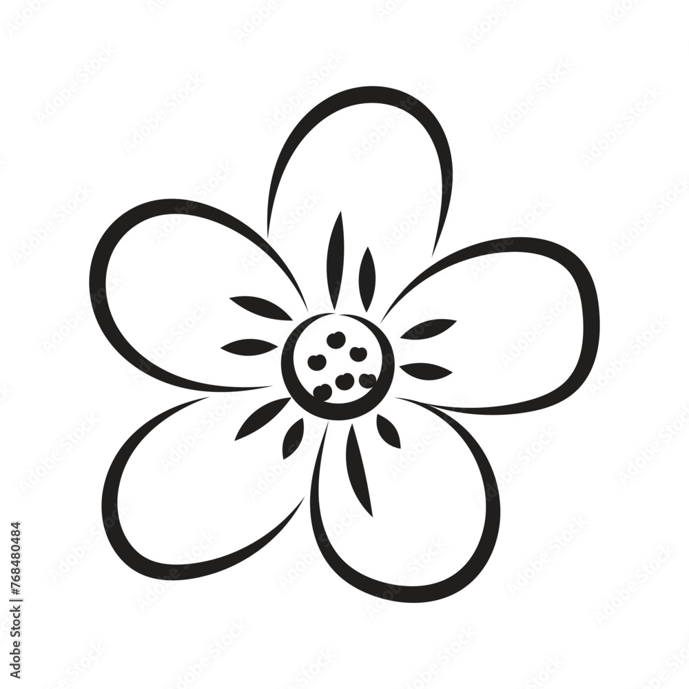Flower line art on white background vector illustration Flower line art on white background vector illustration