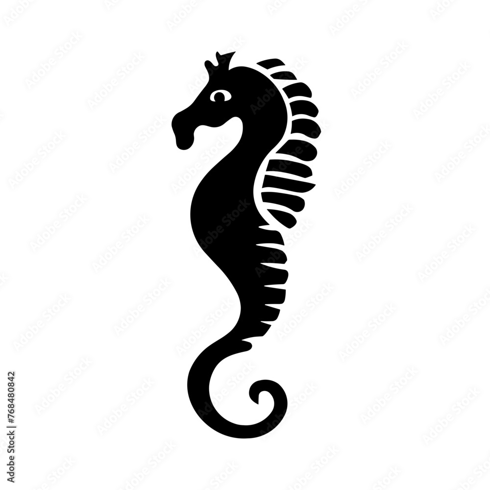 Fototapeta premium Simple seahorse black icon