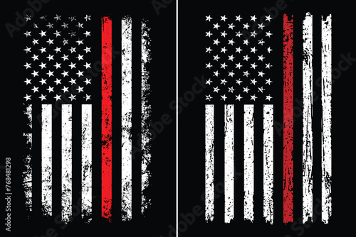 Thin Red Line Firefighter Flag.