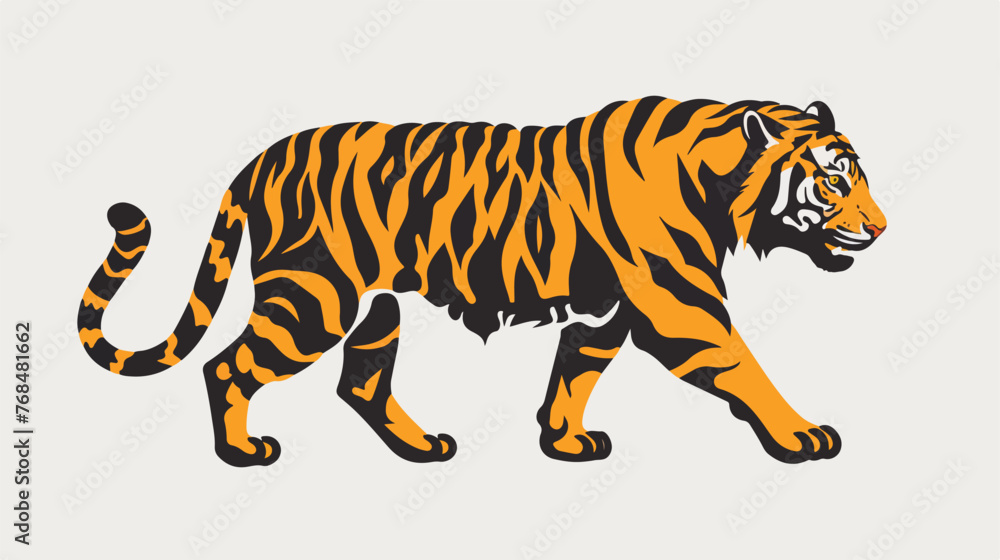 Illustration of a tiger in silhouette design flat vector