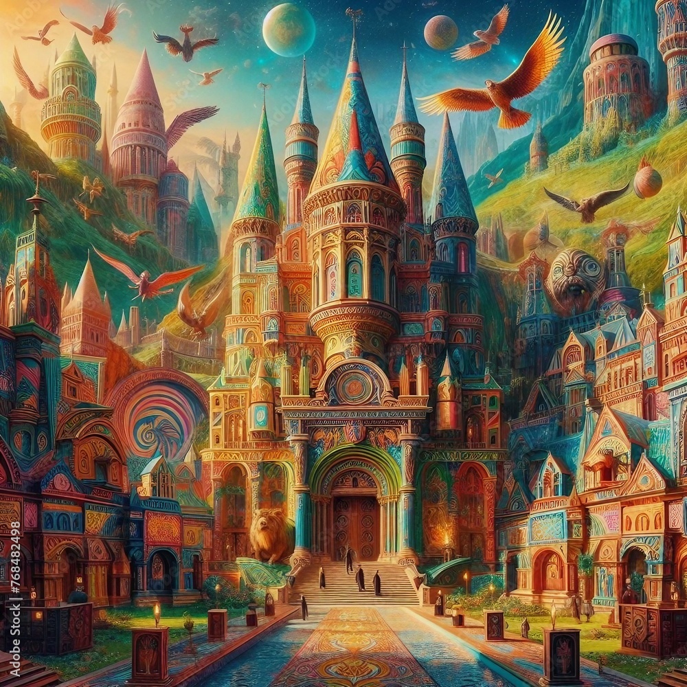 Obraz premium A magical castle in a magical world