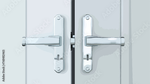 Modern aluminum door hinges on white doors close-up.