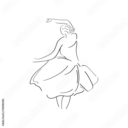 Balerina, Dancing woman. Art Line