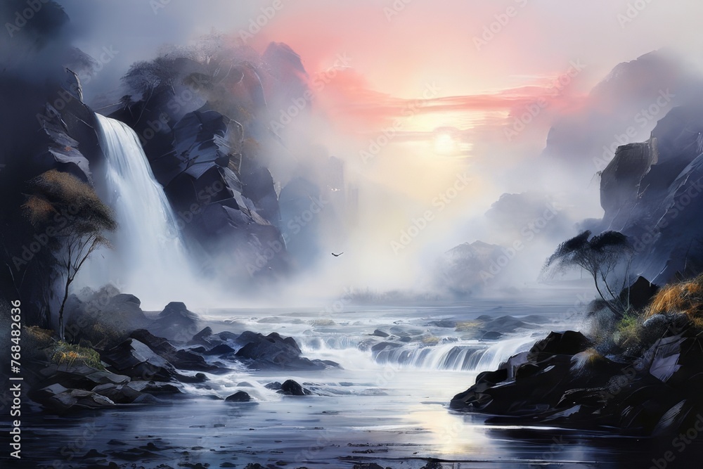 Naklejka premium a Chinese traditional ink drawing technique. handmade watercolor drawing