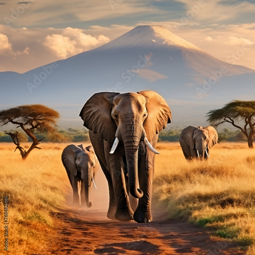 Photo elephants in amboseli national park kenya africa photo