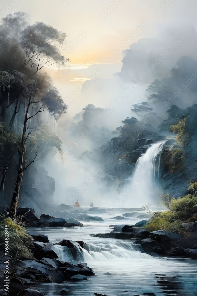 Fototapeta premium a Chinese traditional ink drawing technique. handmade watercolor drawing