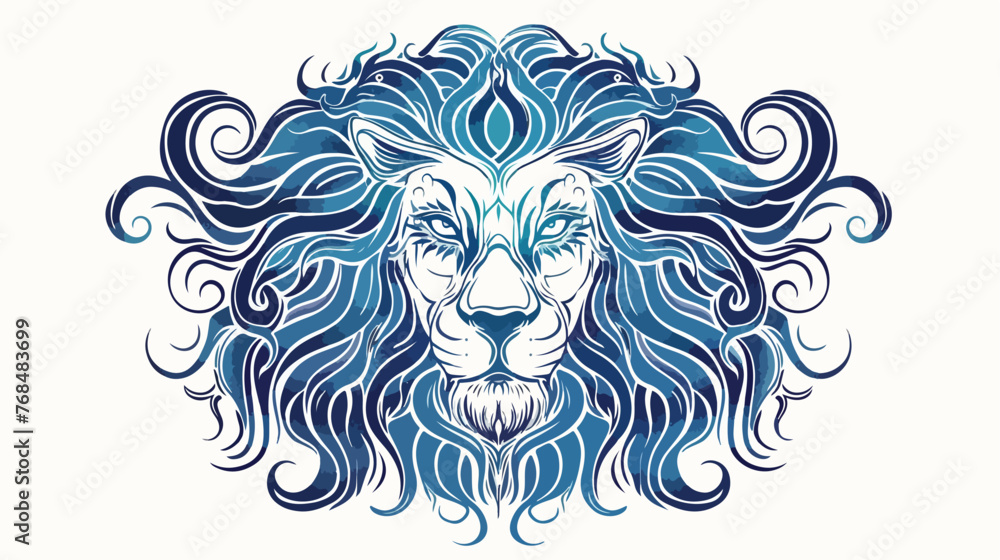Leo zodiac tattoo vector design flat vector 