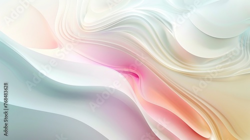 abstract colorful background with smooth lines in white, pink and mint colors