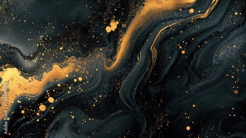 The abstract picture of the two colours between gold and black colour that has been mixing with each other in the form of the ink or liquid to become beautifully view of this abstract picture. AIGX01.