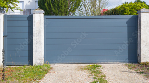 grey aluminum row modern high gate home gray design modern panel portal of suburb city house