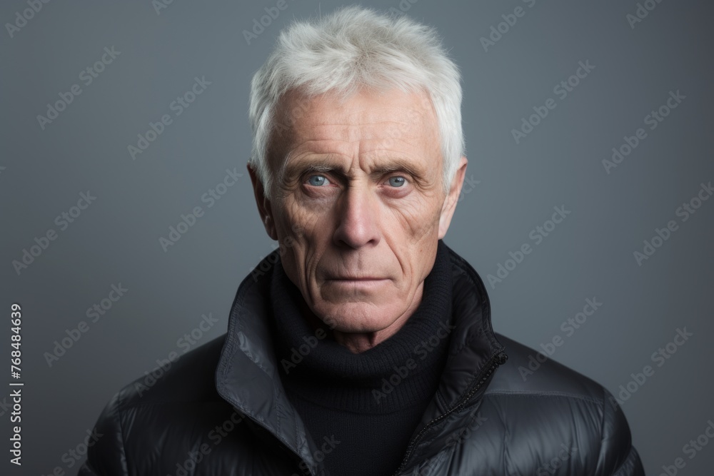 Portrait of a senior man in a black jacket. Studio shot. Portrait of a senior man in a black jacket. Studio shot.