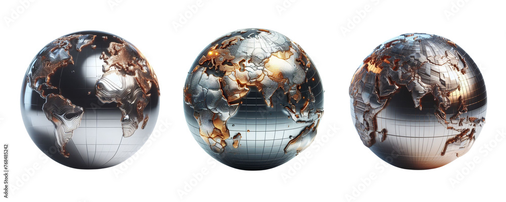 metal earth globes collection, Set of 3d earth globes isolated on transparent background metal earth globes collection, Set of 3d earth globes isolated on transparent background