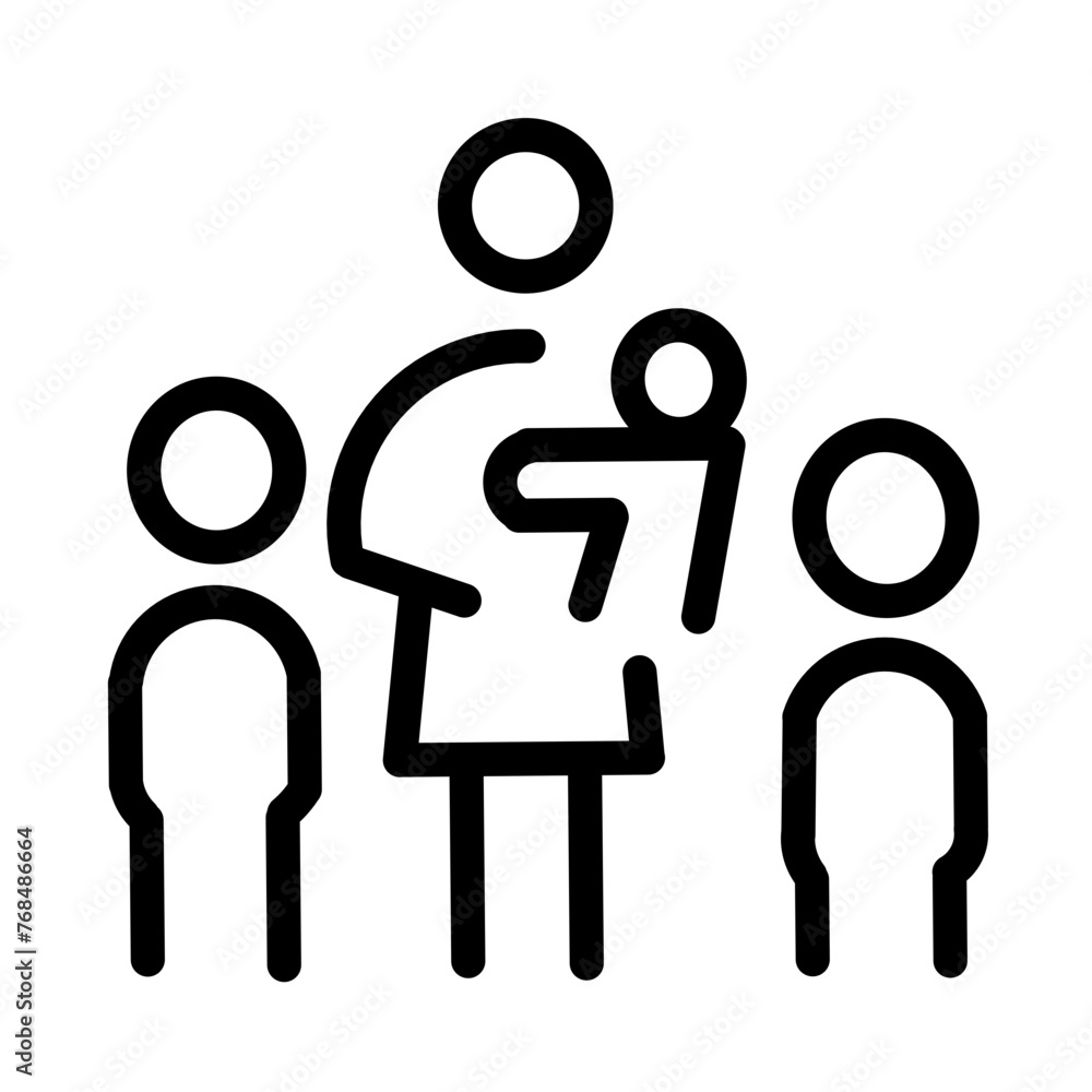 Simple Family Vector Line Icon, Contains Outline Icons such as baby carrier, family house, little brother, sister, grandfather, grandmother, father, mother. Simple Family Vector Line Icon, Contains Outline Icons such as baby carrier, family house, little brother, sister, grandfather, grandmother, father, mother.