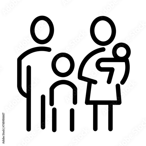 Simple Family Vector Line Icon, Contains Outline Icons such as baby carrier, family house, little brother, sister, grandfather, grandmother, father, mother.