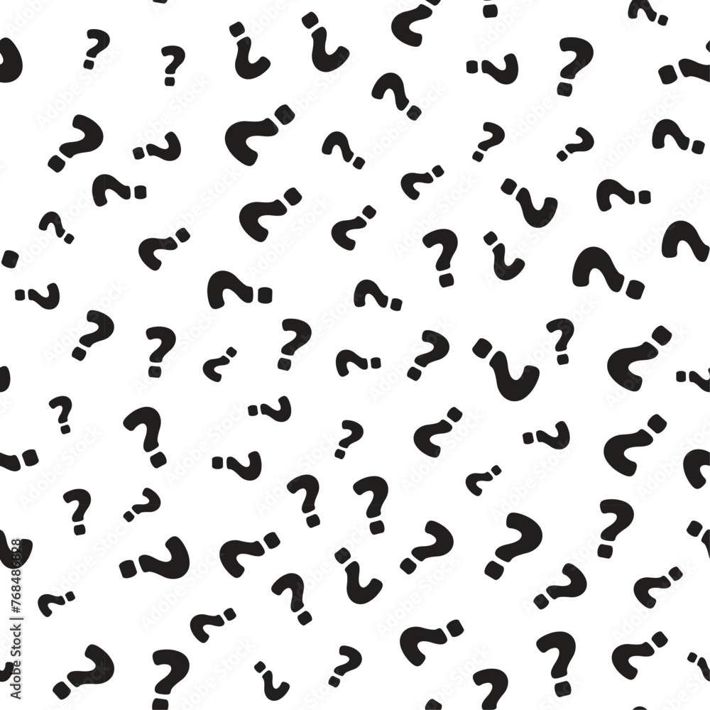 Question Seamless Pattern on White Background. Vector