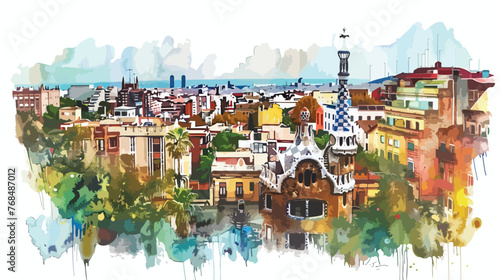 Watercolor barcelona architecture sketch generative 