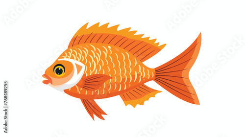 Orange fish with beautiful tail illustration vector 