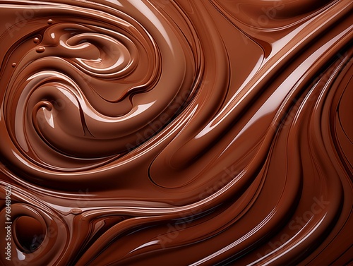 Close up Shot of Liquid Chocolate Texture Background. Generative AI