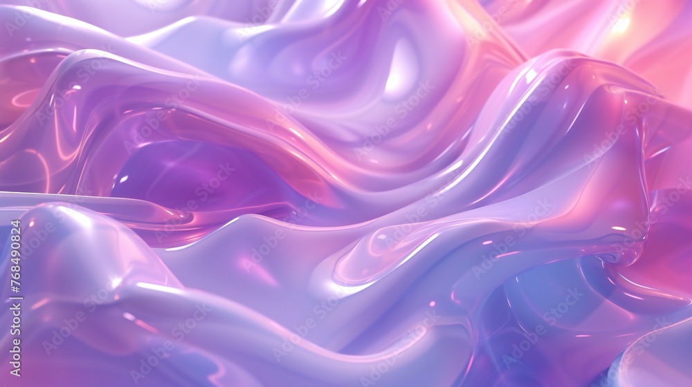 Fototapeta premium Liquid waves emit a soft luminescence, their 3D form glowing with calming hues that soothe the soul.