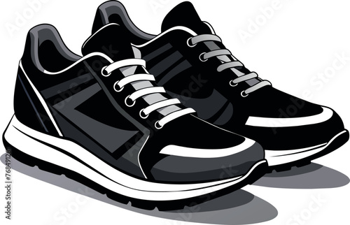 Hand drawn black realistic running shoe icon vector illustration on white background generated by Ai