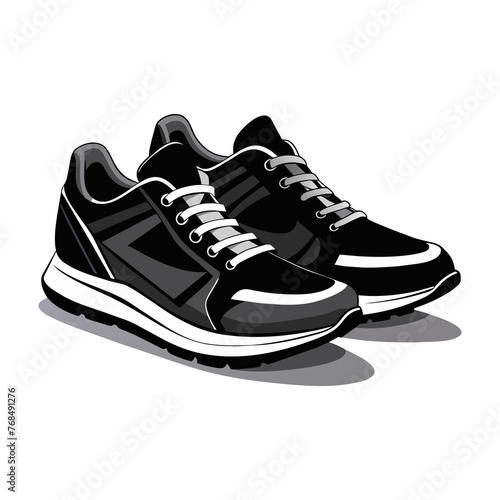 Hand drawn black realistic running shoe icon vector illustration on white background generated by Ai