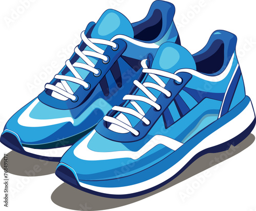 Running athlete wears blue sports shoes icon isolated vector illustrations generated by Ai