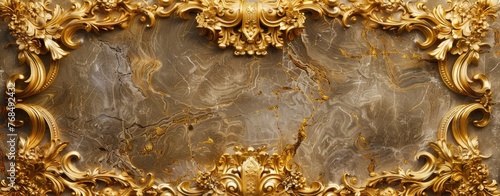 Golden Baroque Frame with Ornate Floral Details.