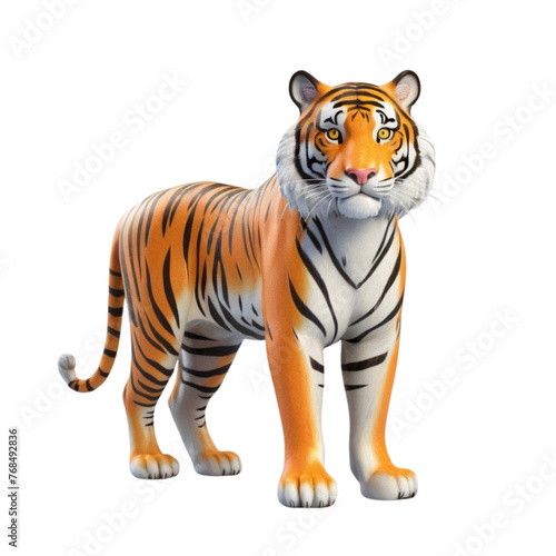 3d rendering of cartoon tiger on Isolated transparent background png. generated with AI © Shilpi