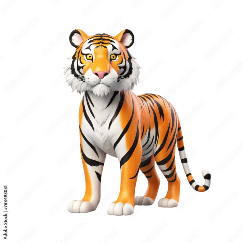 3d rendering of cartoon tiger on Isolated transparent background png. generated with AI 3d rendering of cartoon tiger on Isolated transparent background png. generated with AI