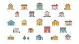 Building home icon. Set of buildings illustration icon