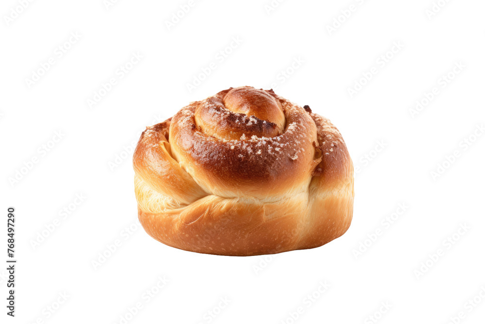 A freshly baked bun. The bun appears soft, golden brown, and topped with sesame seeds, showcasing its texture and color. Isolated on a Transparent Background PNG.