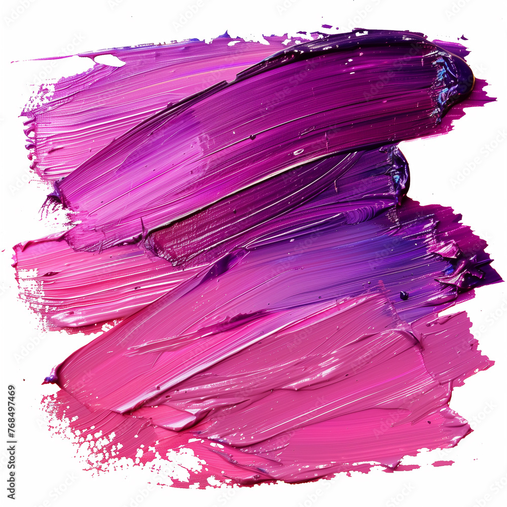 Isolated transparent PNG background with brush strokes of pink and purple acrylic oil paint.