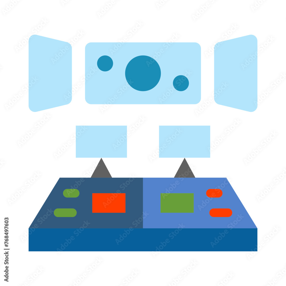 Spaceship Control Room Vector Flat Icon Spaceship Control Room Vector Flat Icon