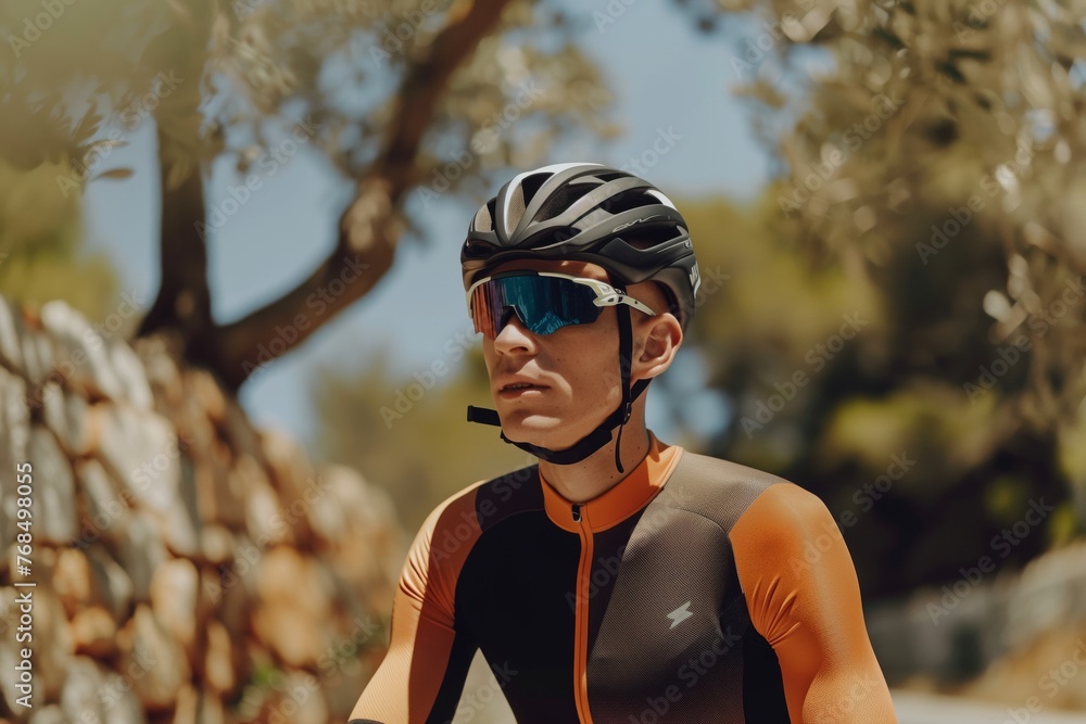 cyclist with fullsleeve jersey and sunscreen