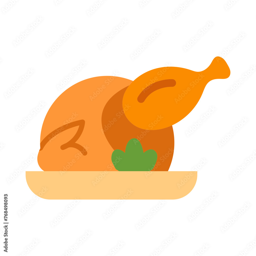 Chicken Dinner Vector Flat Icon Chicken Dinner Vector Flat Icon