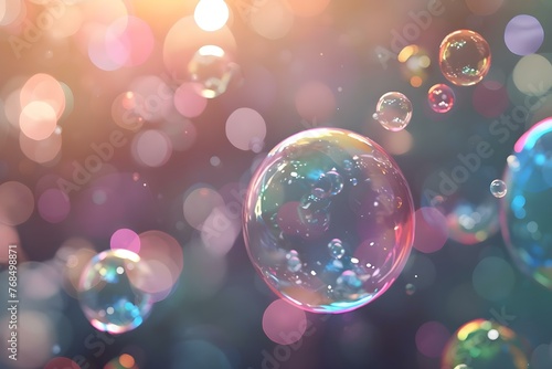 Colorful bubbles in a realistic generative AI cleaning simulation. Concept AI Simulations, Realistic Effects, Colorful Bubbles, Cleaning Tasks, Generative Art © Anastasiia