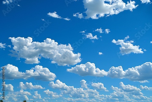 Blue sky background with white clouds, Cumulus clouds in the blue sky