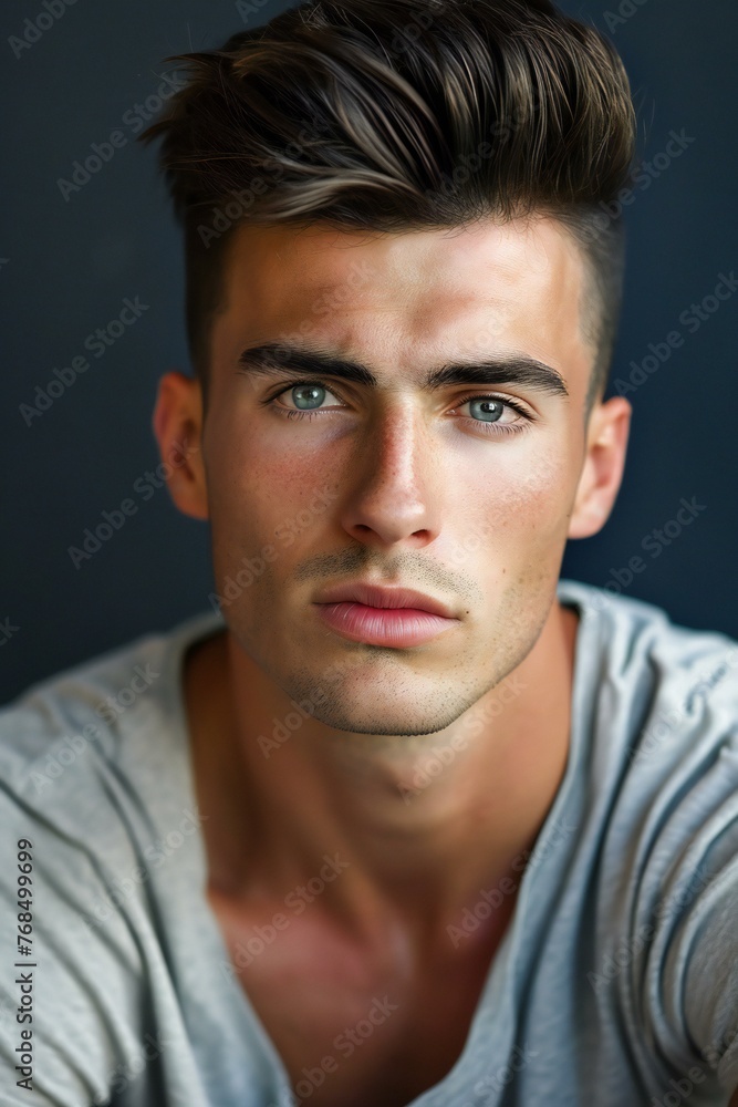 Portrait of a handsome young man,  Men's beauty, fashion