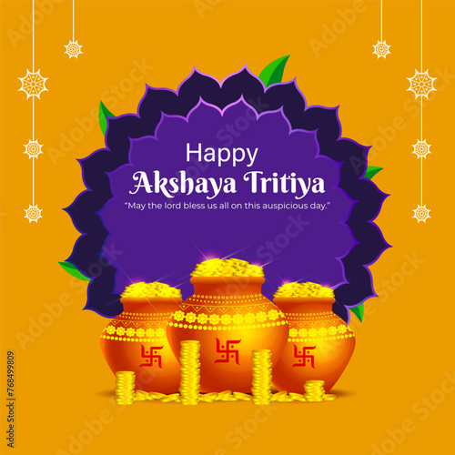 Vector illustration of Happy Akshaya Tritiya social media feed template