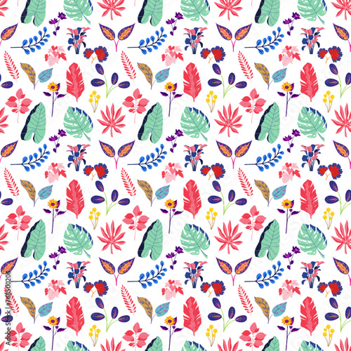 seamless pattern with colorful flowers