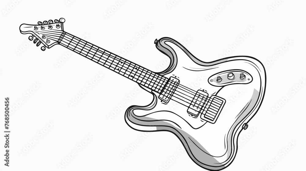 Electric guitar icon in outline style isolated on white