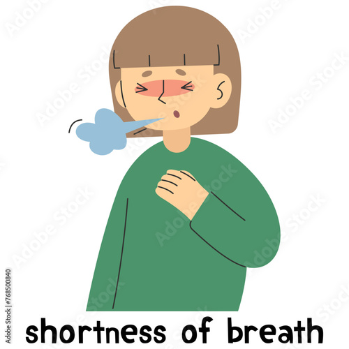 Shortness of breath 11 cute on a white background, vector illustration.