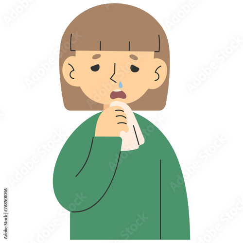 Runny nose 6 cute on a white background, vector illustration.