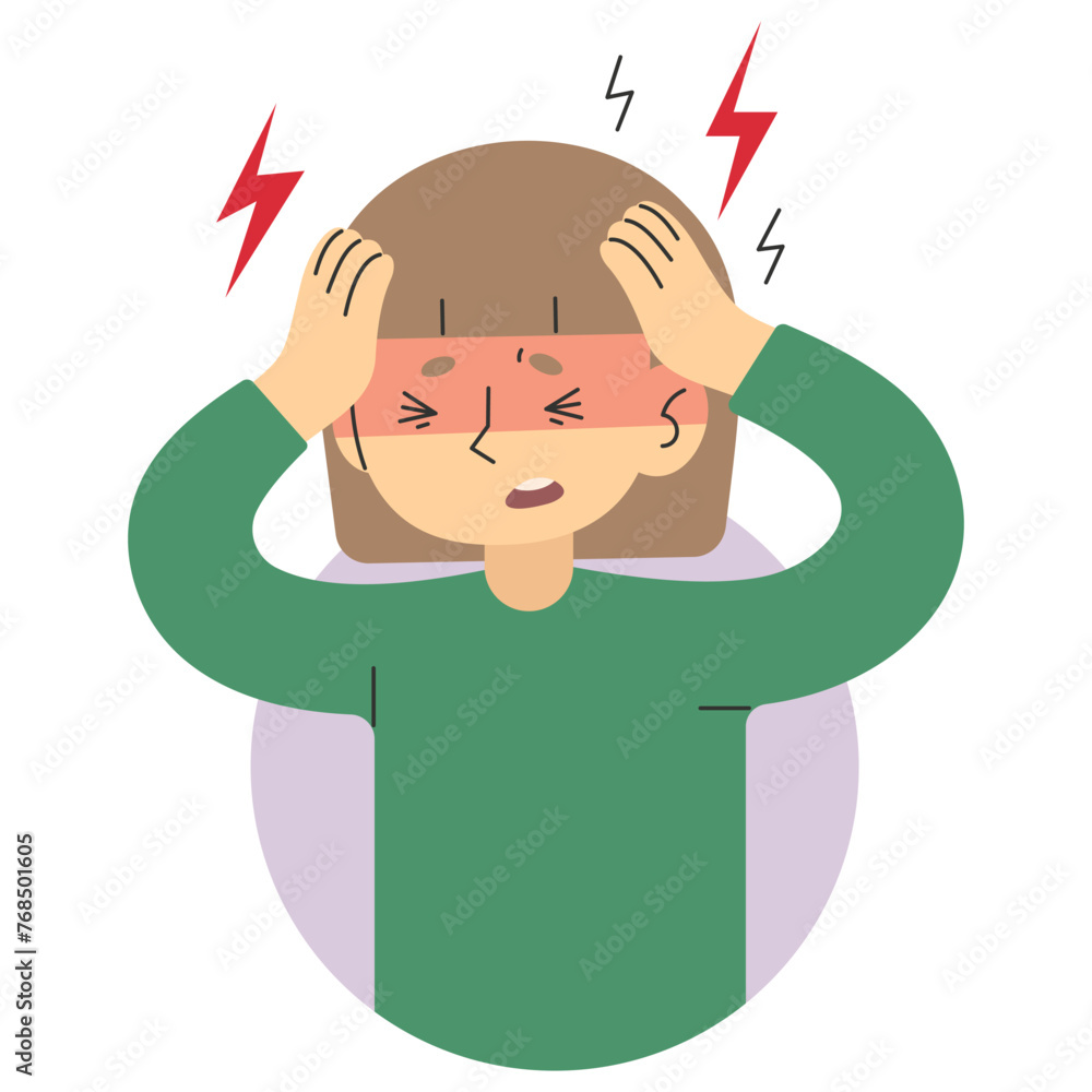 Headache 8 cute on a white background, vector illustration. Headache 8 cute on a white background, vector illustration.