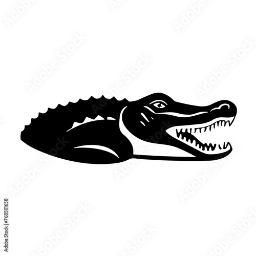 Simple crocodile isolated black icon